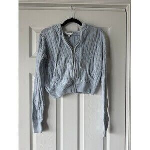 baby blue sweater zip up hoodie